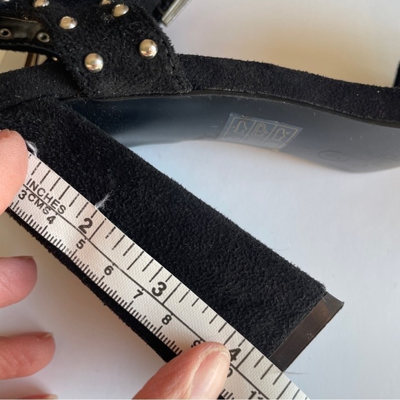 Pretty Little Things Black Studded Ankle Wrap Heels - Picture 6 of 9